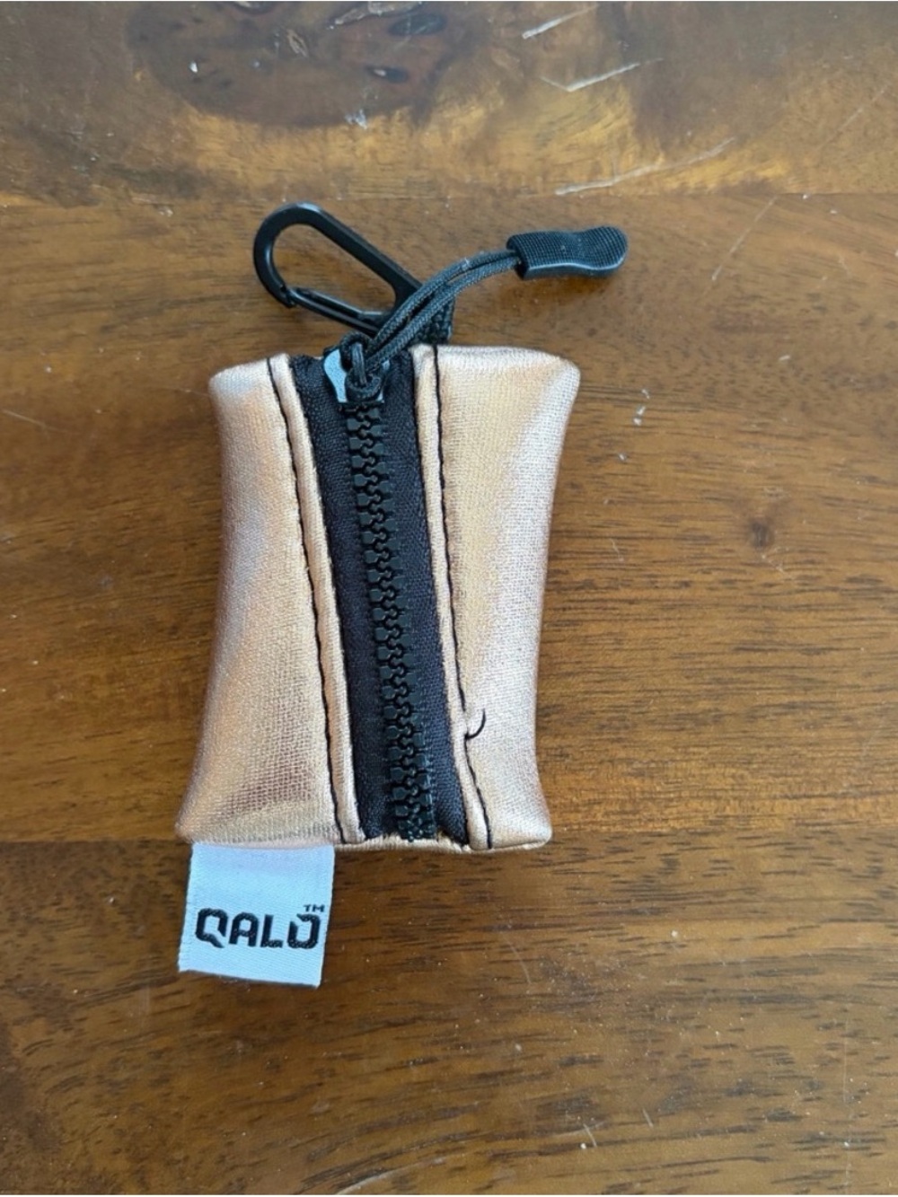 Qalo Metallic Bronze Zipper Pouch Key Clip